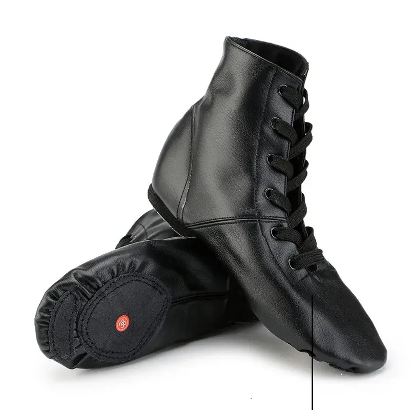Wholesale High Quality In Stock Fast Delivery Low MOQ Women Men Full Size PU Dance Leather Jazz Boots