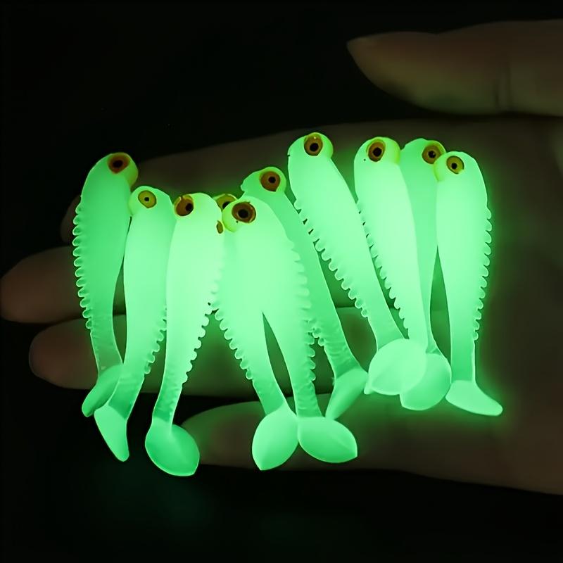 5/15/2pcs Night Light Soft Silicone Fish Bait, 1.97-inch Swinging Fake Bait Set, Hunting and Fishing Special, Luminous Fish Bait