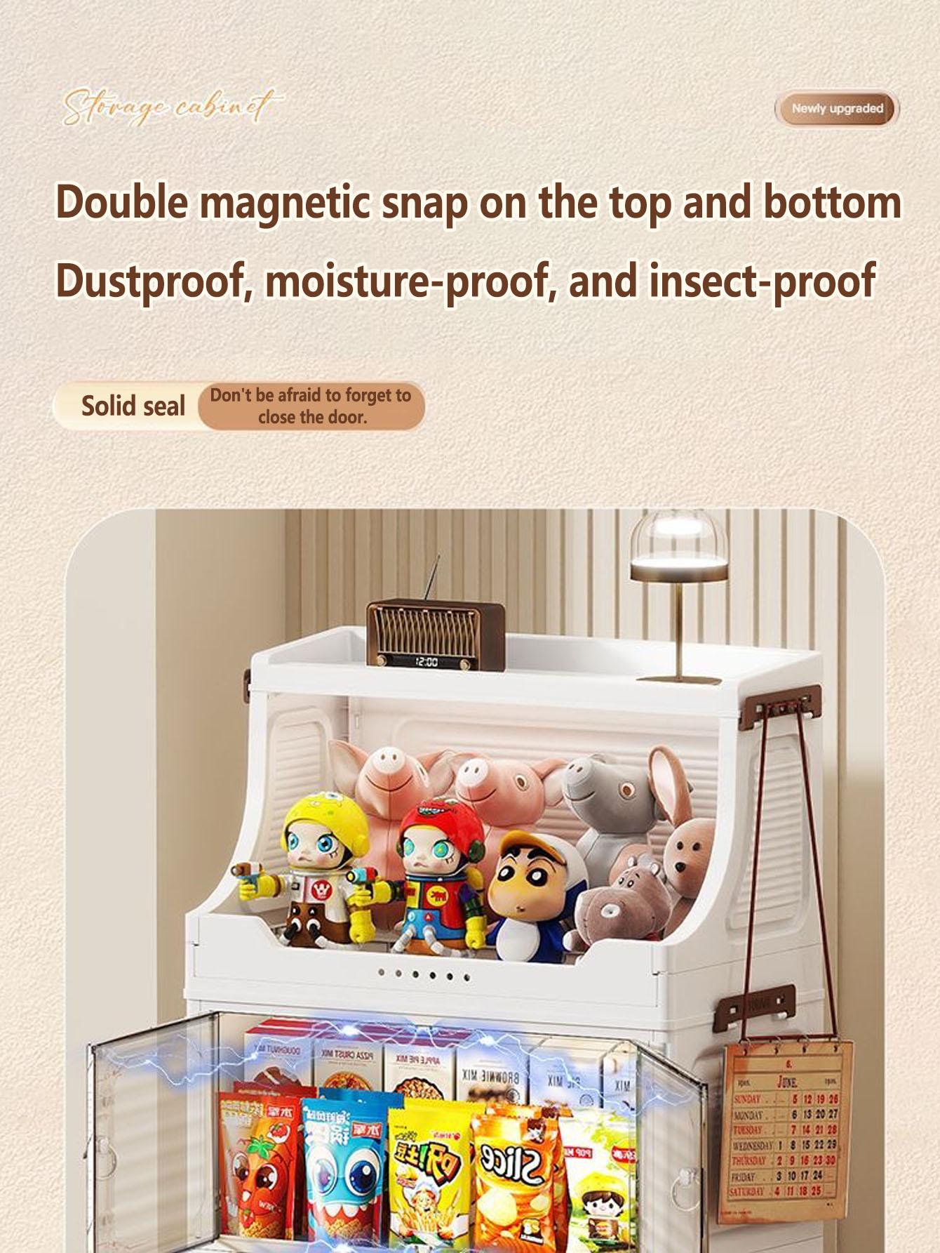 Foldable Storage Cabinet, Multi-Layer Home Bedroom Clothes Organizer, No Installation Living Room Plastic Shelf, Durable & Space-Saving Design, Drawers