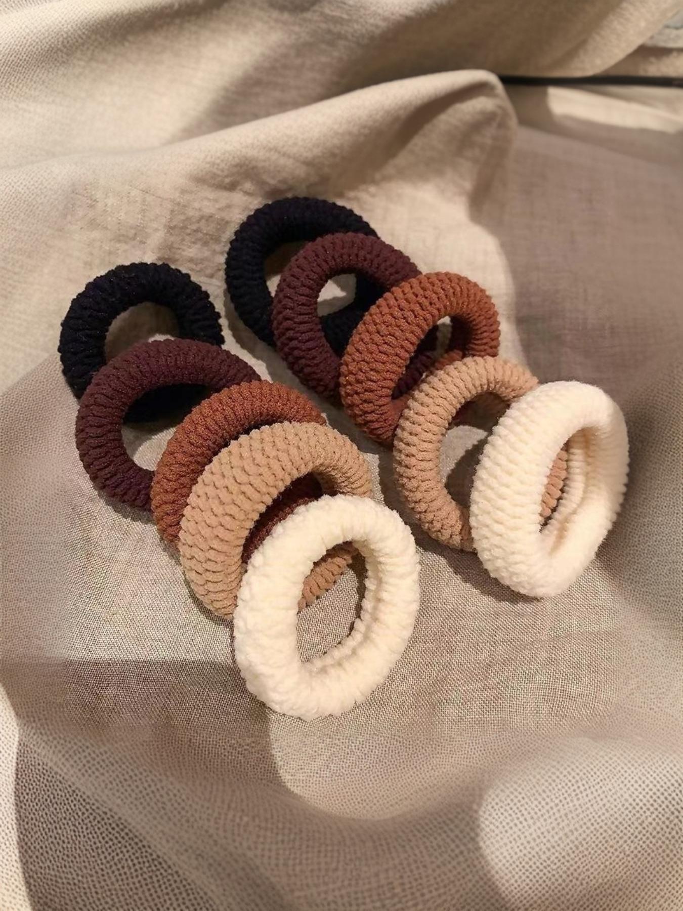 10pcs Thick High Elasticity Rubber Bands Hair Ties for Women, Durable Towel Loop Hair Rope Headband, New Style Ponytail Holders, Scrunchies