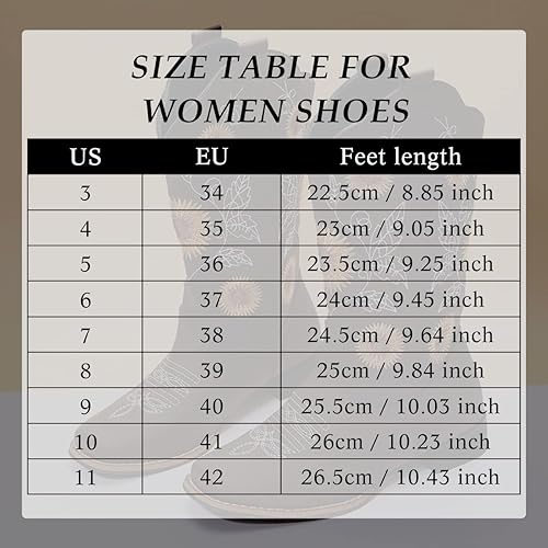 Gloryinterest Western Cowgirl Boots for Women Sunflower Embroidery Square Toe Low Heel US3-11.5 Comfortable Stylish Durable All Season Fashion for Country Music Festivals Rodeos Retro Theme Party Festival Celebrations Daily Wear Gloryinterest Western Cowgirl Boots for Women Sunflower Embroidery Square Toe Low Heel US3-11.5 Comfortable Stylish Durable All Season Fashion for Country Music Festivals Rodeos Retro Theme Party Festival Celebrations Daily Wear