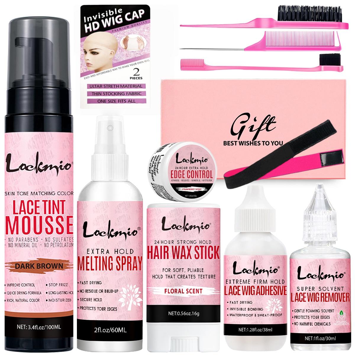 Hair Styling Tool Set, 11-Piece Set with Hair Wax Stick, Lace Wig Glue, Lace Wig Remover, Melting Spray, Lace Tint Mousse, Wig Cap, Hair Band, Brush and Comb, Lace Wig Adhesive Kit #TOP PICKS