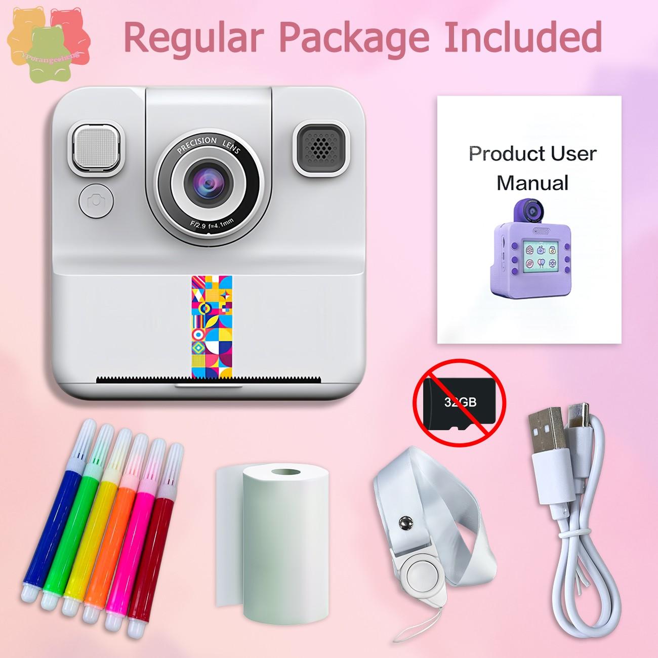 【New Camera Model】Mini Handheld Instant Camera | Photo + Print 2-in-1 | 1300mAh Long Battery Life | Supports TF Card up to 32GB | 2.4" IPS HD Screen | Flip Lens | Birthday Gift for Kindergarten & Primary School Students | Thermal Printer – Print as You Sh