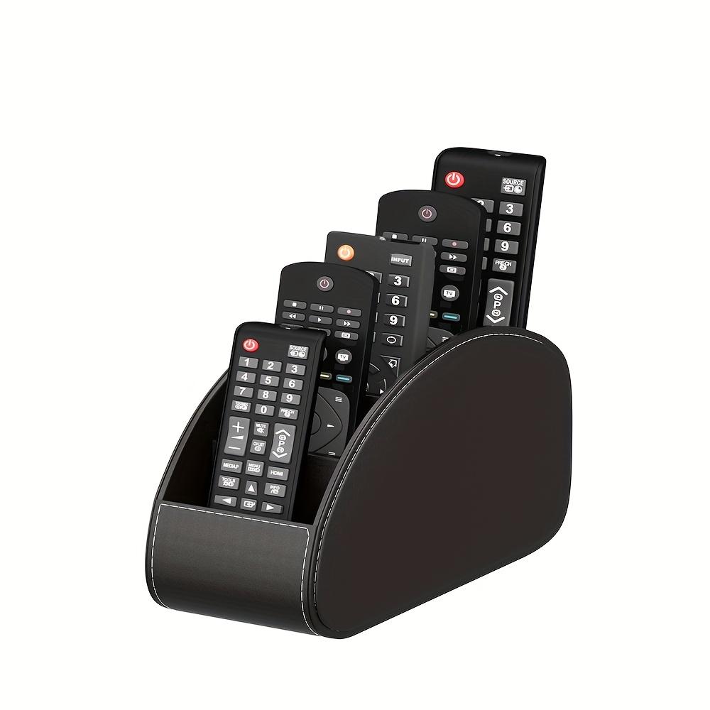 5-Compartment PU Leather Remote Control Holder - Luxury Desk Organizer for TV, Media Players & Office Supplies