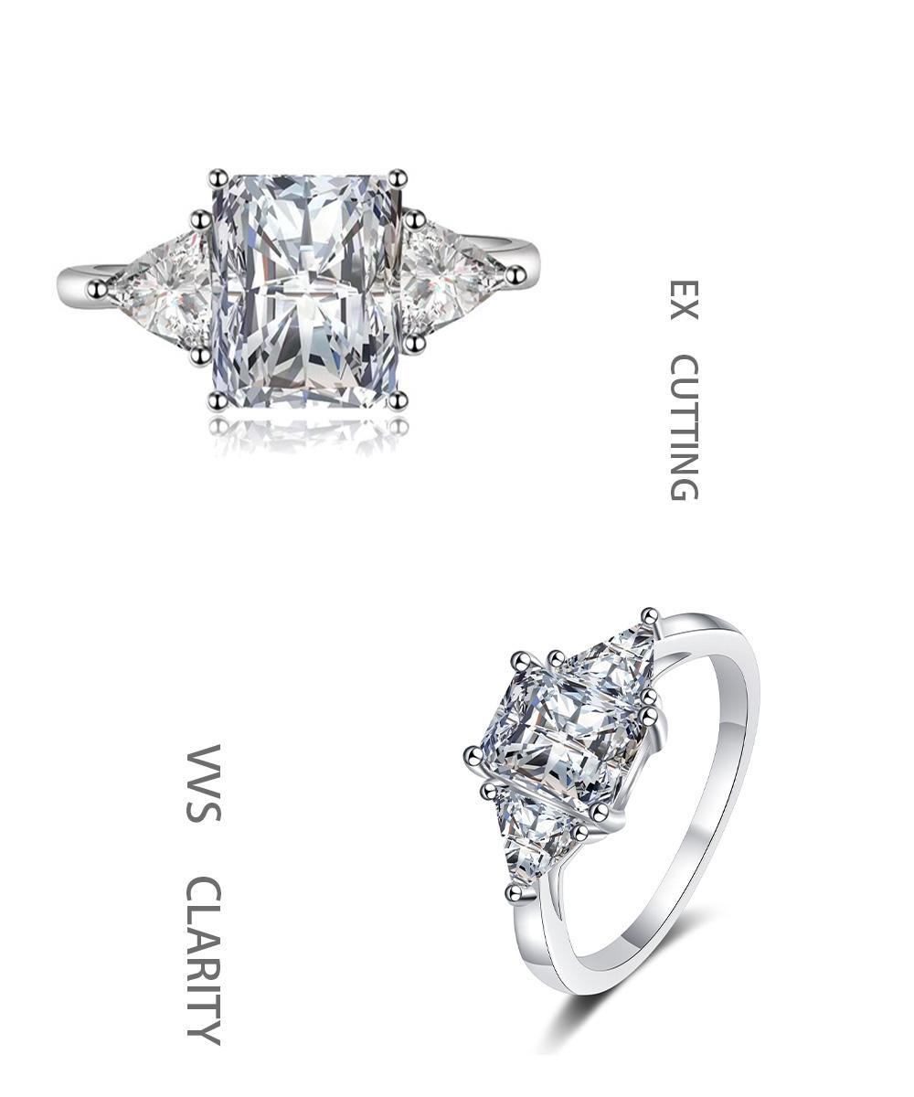 【JYJZZ213】Synthetic Moissanite S925 Silver 2CT Rectangle Shaped Ring Simple Fashion Versatile Design Radiant Cut Ring for Women.