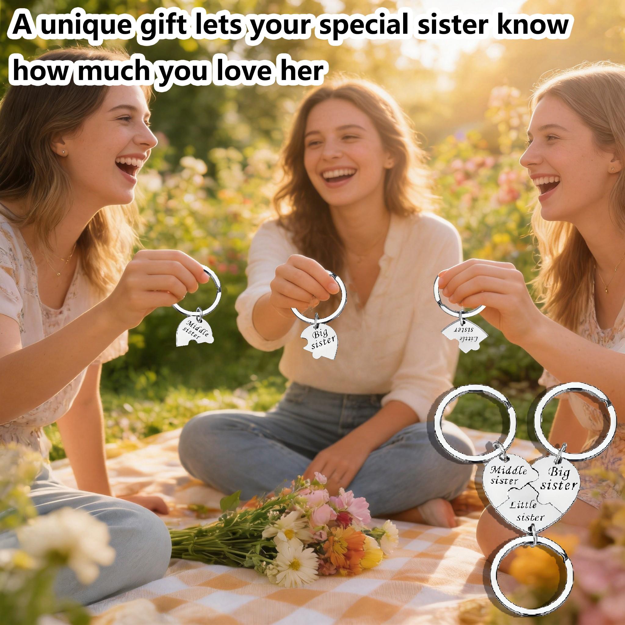Set of 3 Heart-Shaped Keychains for Sisters, Perfect Gift for Your Favorite Sister, Unique Sisterly Gifts Set, Ideal Present for Special Occasions