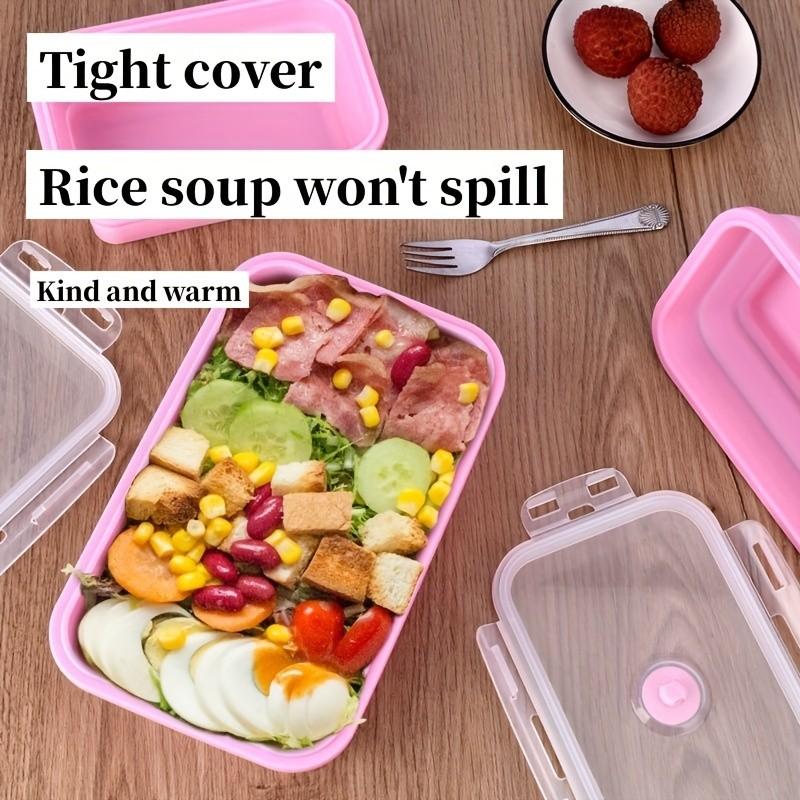 Food Grade Foldable Silicone Lunch Box, Microwave Safe Sealed Bowl, Portable Bento Box for Office Workers and Students, Refrigerator Storage
