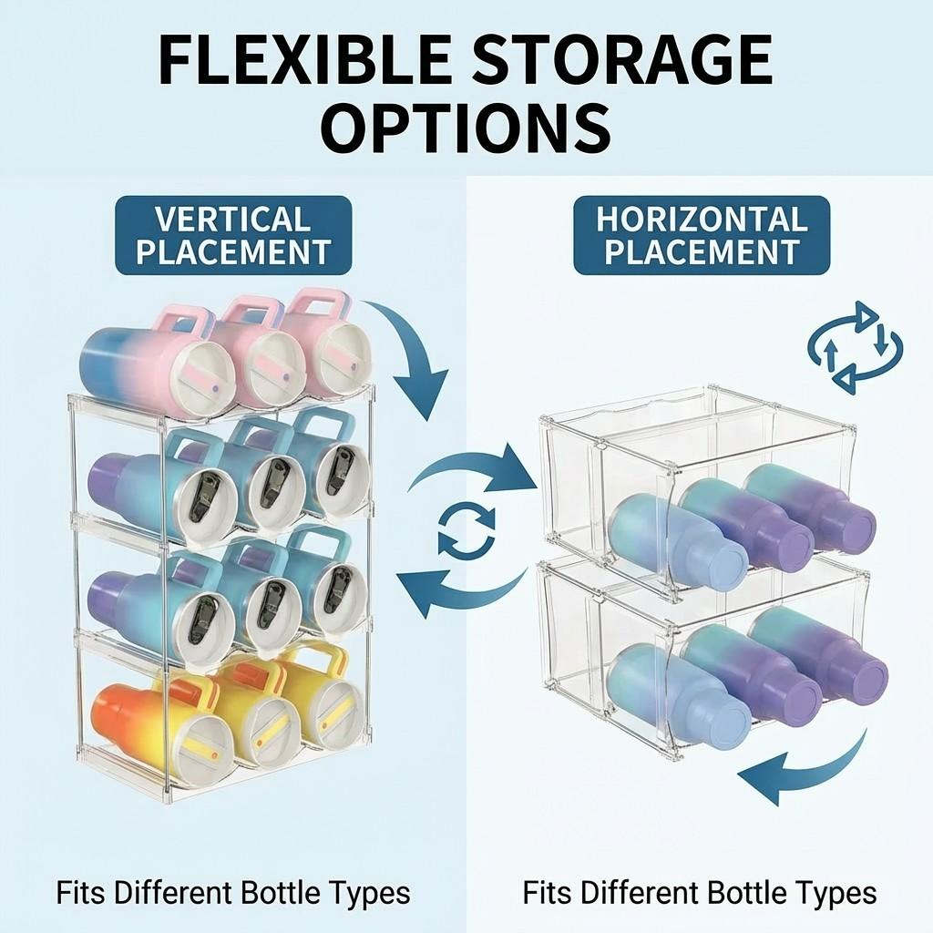 Multi-Layer Stackable 40oz Water Cup Storage Rack, Ps Plastic Wine Bottle Holder, Space-Saving, Dishwasher Safe, Ideal for Kitchen Dorm Office