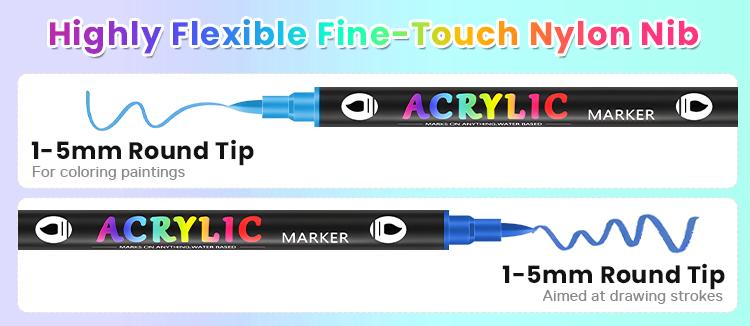 Acrylic paint marker pen, 12/24/36/48/60 Double-headed two-color acrylic paint marker pen, rock painting, wood, canvas, DIY acrylic paint art supplies. Drawing design, decoration and creative tools, Christmas gifts, Acrylic Paint Markers