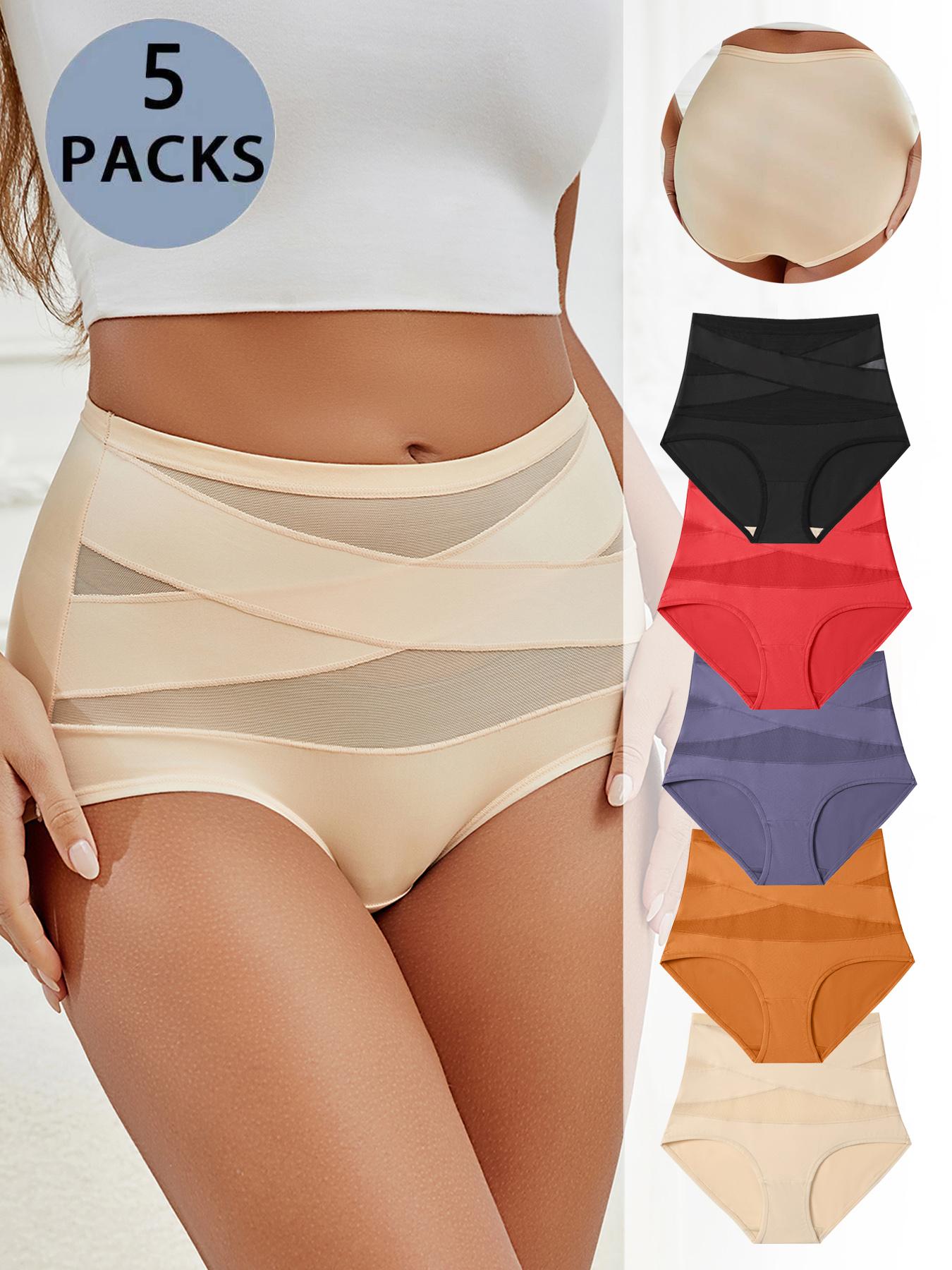 Women's Solid Color High Waist Briefs, Soft Comfy Breathable Panty for Daily Wear, Ladies Underwear for All Seasons