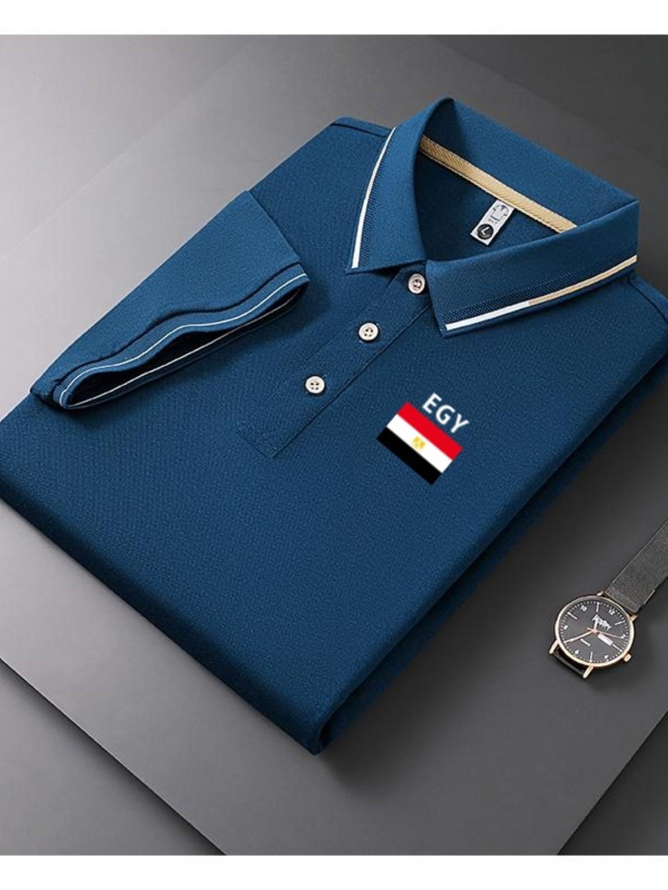 Men's Casual Summer Print T-Shirt, Iceland Flag Design, Geometric Pattern, Lightweight Breathable Polo Shirt, Short Sleeve Top