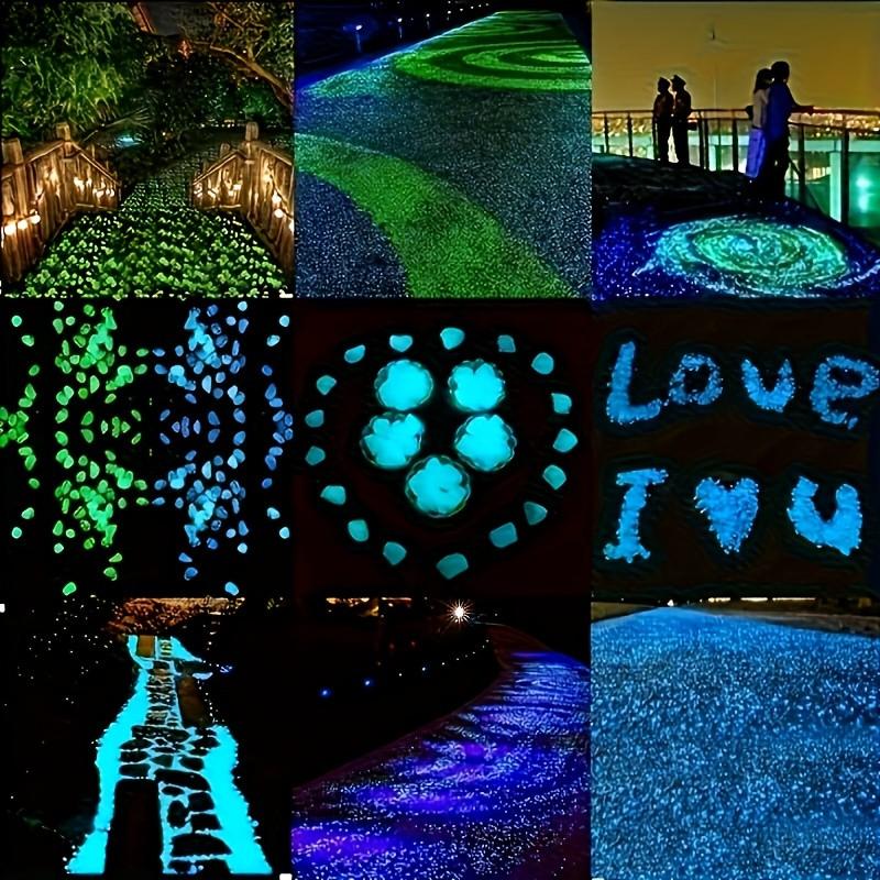 100 luminous stones, Glow in the dark garden stones, Decorative Stones, with a diameter of 2.7cm/1.06in, weighing 320g per pack, emit light in dark and are suitable for outdoor gardens, aquarium landscapes, wedding trails