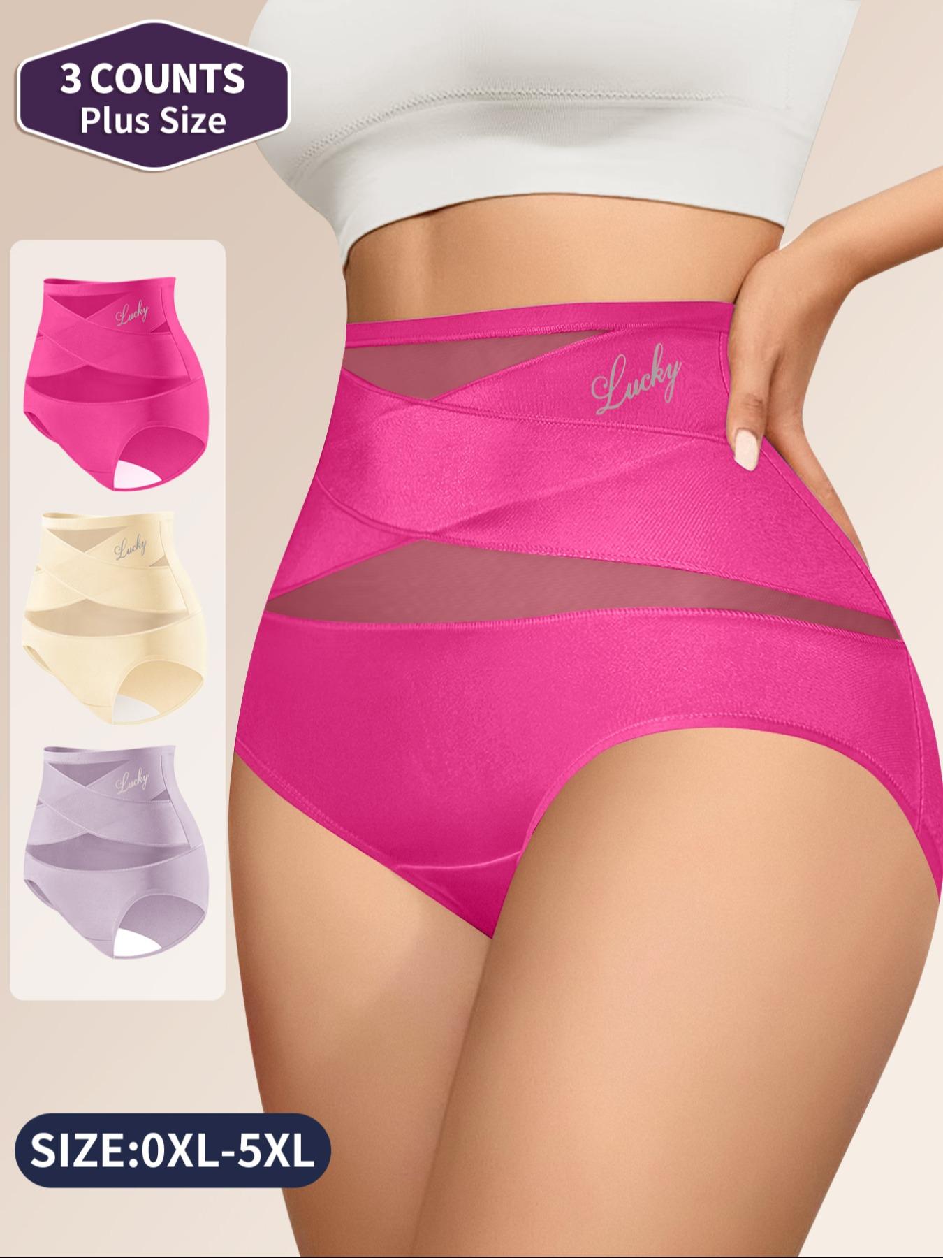 【Plus Size】 Letter Print High Waist Brief, Breathable Comfortable Panty for Daily Wear, Women's Underwear for All Seasons