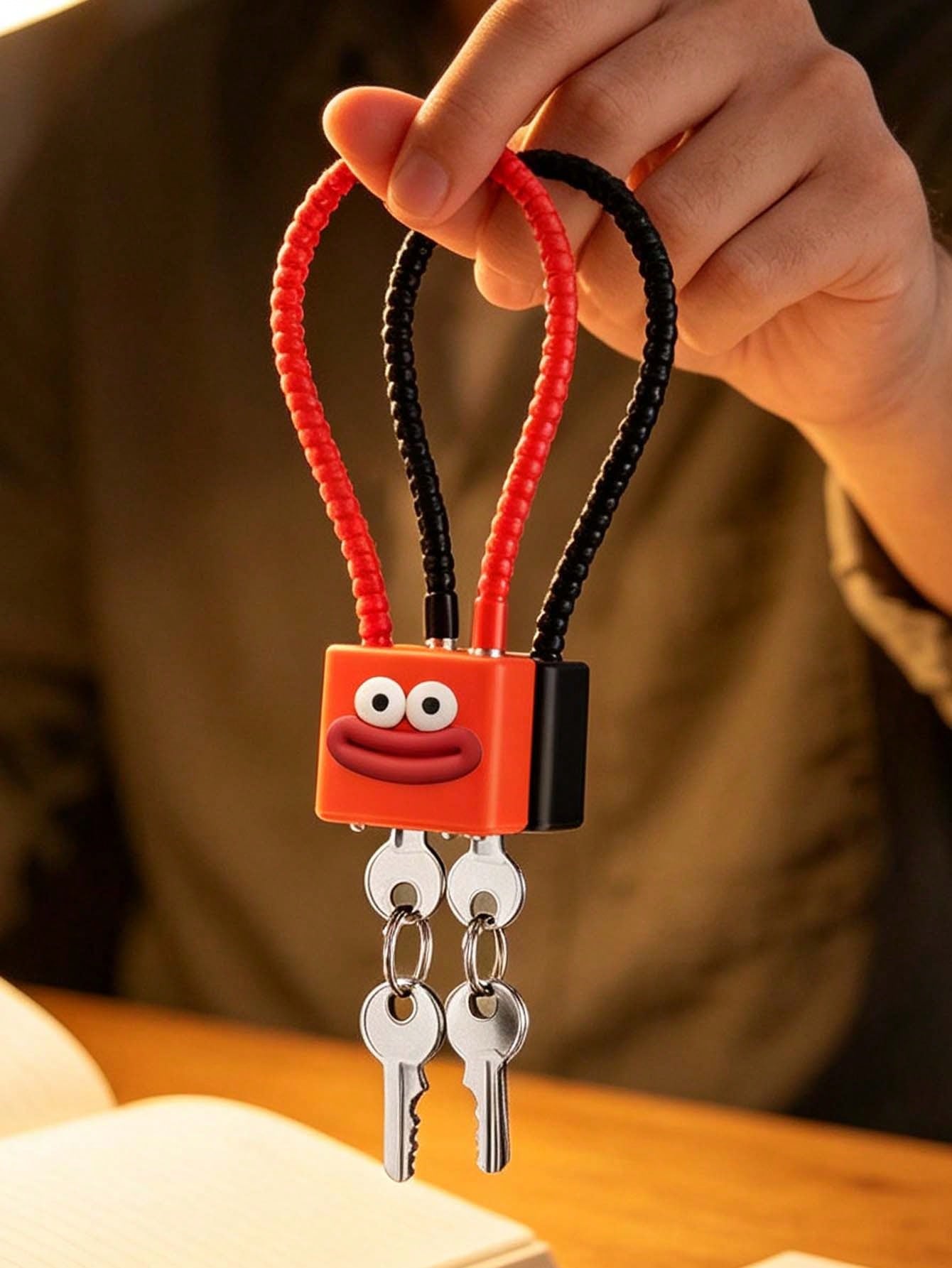 Cute Lips Pattern Cable Stainless Steel Padlock, Mini Anti-Theft Travel Lock for Luggage Backpack Gym Locker Cabinet, Multipurpose Security Lock, Ideal Back to School Travel Birthday Holiday Gift for Students Teachers Friends