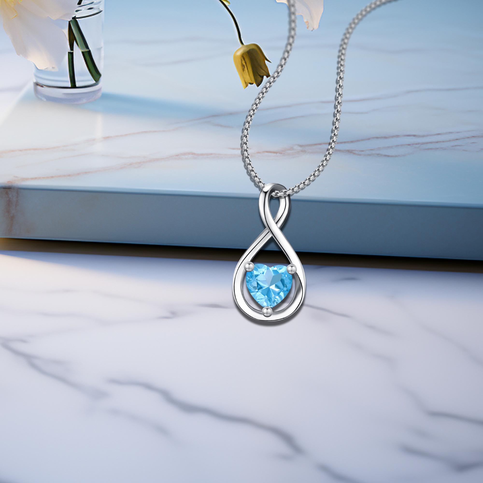 Heart Shaped Necklace Infinity Heart Birthstone Necklace Pendant Gift for Women Girls Anniversary Birthday Mother's Day Gifts Valentine's Day Gift Jewelry for Mom Wife Girlfriend Sister Heart Shaped Necklace Infinity Heart Birthstone Necklace Pendant Gift for Women Girls Anniversary Birthday Mother's Day Gifts Valentine's Day Gift Jewelry for Mom Wife Girlfriend Sister