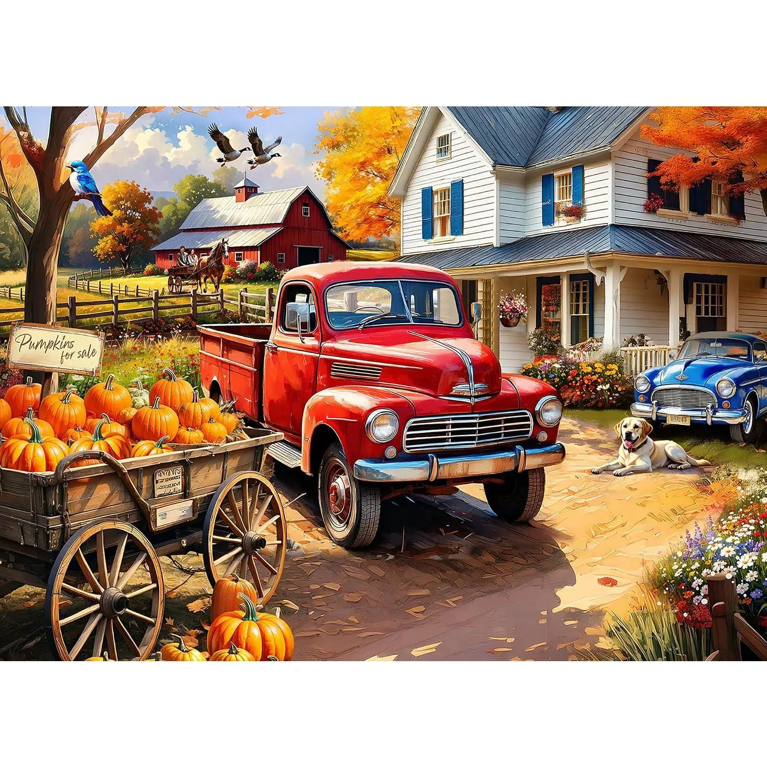 Memories of Fall Jigsaw Puzzle 1000 Piece  - Vintage Autumn Themed Puzzles for Adults & Families. Randomly Shaped & Interlocking Pieces - 26 5/8" x 19 1/4"