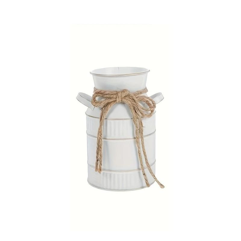 Vintage Rustic Metal Cylinder Vase with Handle, Farmhouse Decor Watering Can, Living Room Desk, Coffee Shop, Garden Party, Wedding Party Decoration