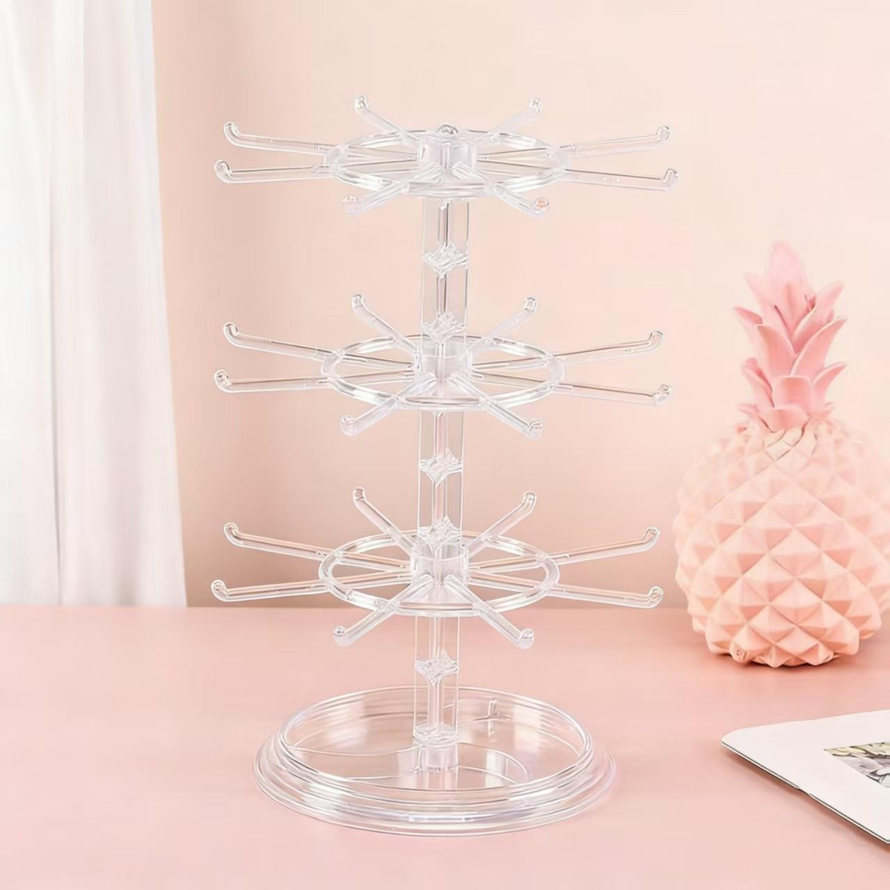 New Rotatable Earring Organizer Rack, Jewelry Display Stand, Bracelet and Pendant Holder, Small Accessories Tray, Elegant Storage Solution