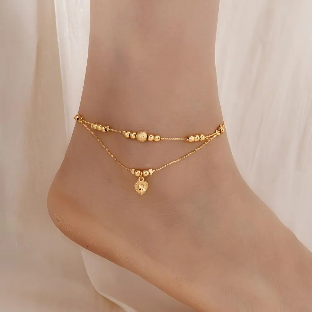 [Golden Love Anklet] Luxury Golden Double Thread Love Tassel Anklet Bell - Ladies Fashion Wedding Jewelry Gift