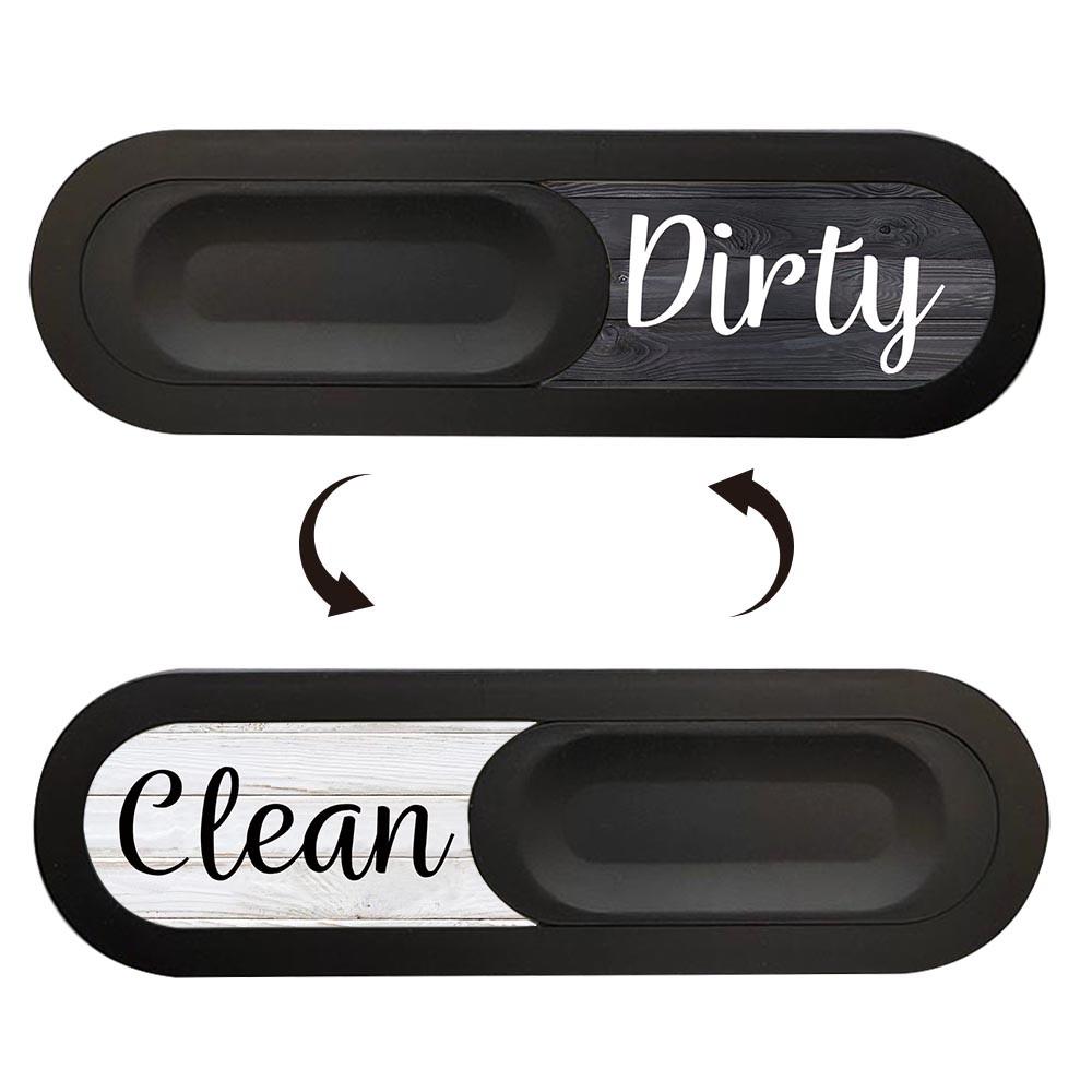 Innovative Slide Clean/dirty Sign, Magnetic Cover, Frosted Frame, Adhesive Backing, Dishwasher Safe, Kitchen Utensil Organizer
