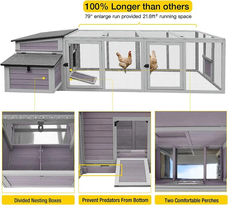 Aivituvin-AIR45 Large Hen House with Run for 4-6 Chickens