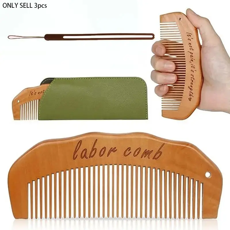 Wooden Birth Comb for Labor Gift Set, Essential Pregnancy Must-Have, Wave Comb for Expectant Mothers, Perfect Mom Gift, Hair Tool