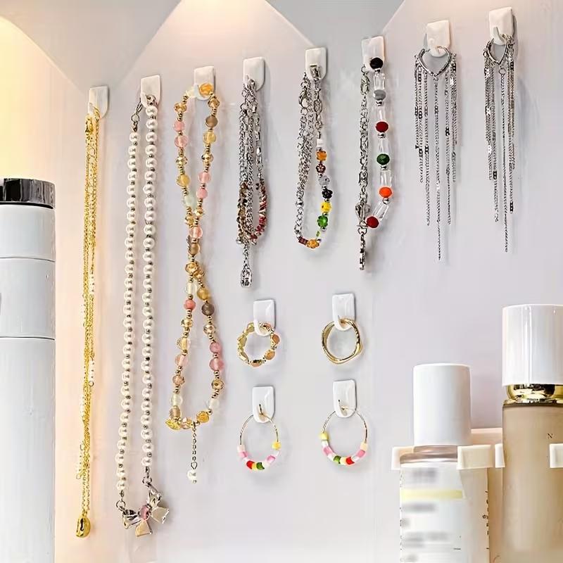 9/18/36/72pcs No-Drill Strong Adhesive Hooks, Seamless Wall Mounting, Sticky Hooks for Kitchen Bathroom Door Back Storage