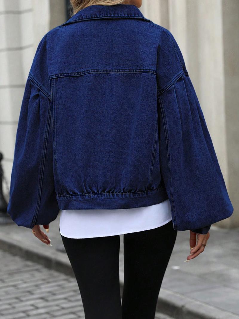 Women's Distressed Denim Jacket, Fashion Casual Long Sleeve Button Up Outerwear for Daily Wear, Ladies Clothes for All Seasons