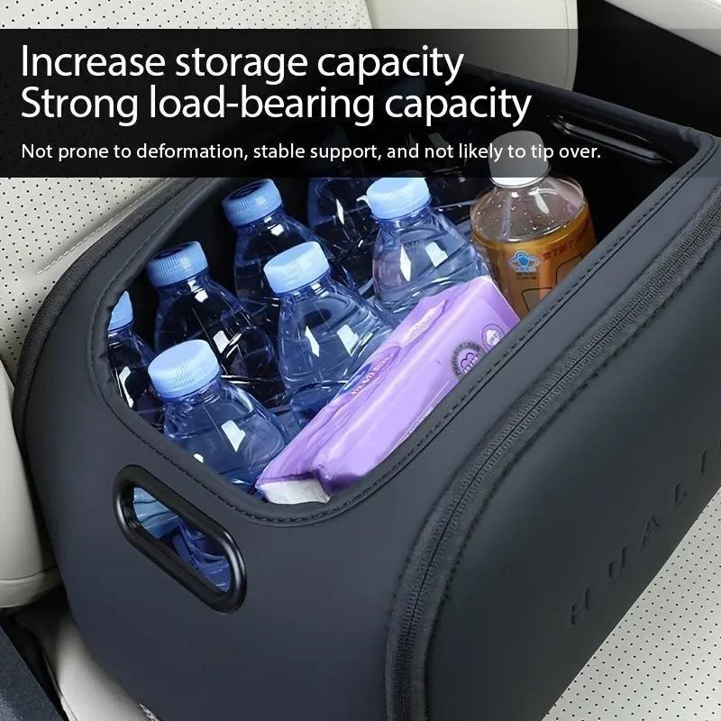 Luxury Leather Car Storage Box, Multi-Functional Organizer, Large Capacity Trunk Bin, Passenger Seat Compartment, Car Interior Essentials