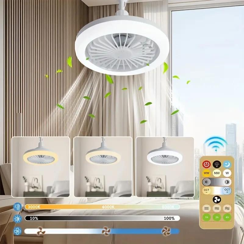 3 in 1 Ceiling Fan Light, E27 Socket Fan Light with Remote Control, Dual Function Cooling and Lighting Fan Light for Bedroom Living Home