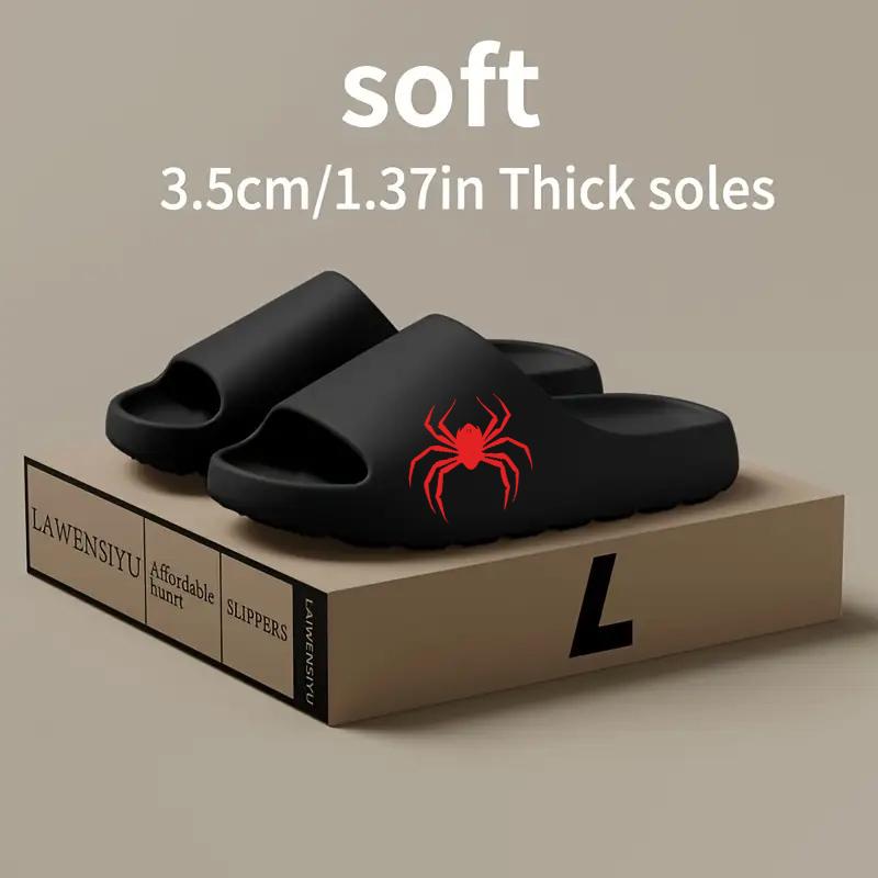 Halloween Spider Print Slippers for Women Men Non-Slip Indoor Home Shoes Comfortable Soft Sole Casual House Slippers Funny Novelty Animal Pattern Footwear for Holiday Party Daily Wear