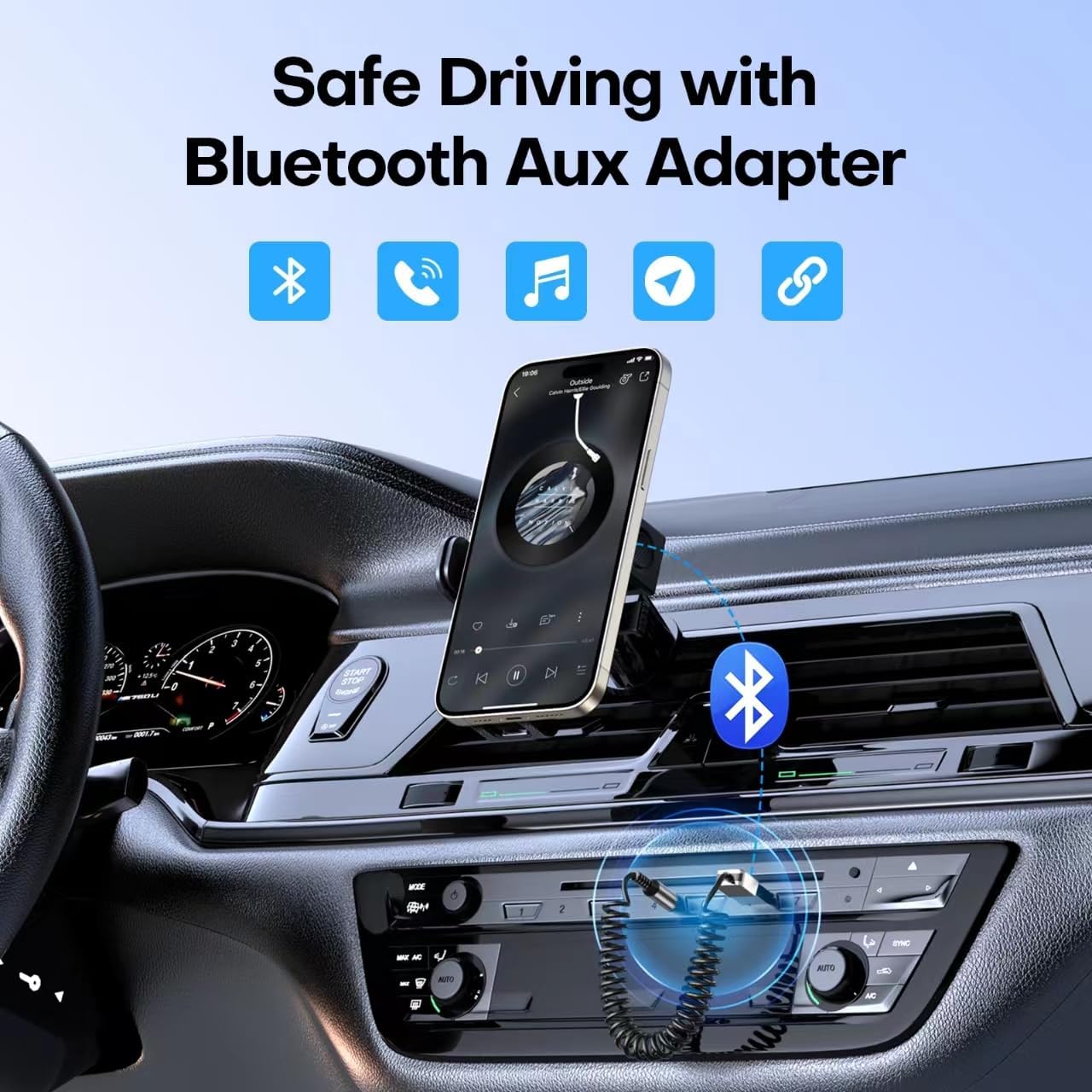 Aux to  5.3 Adapter,USB-3.5mm Aux Audio Adapter Receiver with Built-in Mic for Hands-Free Calls,Plug and Play  Receiver,Compatible with  Speaker and  Audio
