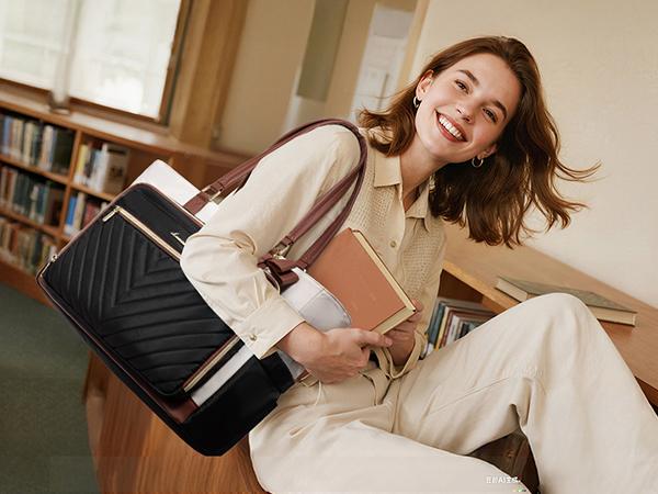 LOVEVOOK 15.6 Inch Laptop Tote Bag for Women, Teacher Work Tote Bag with Large Cup Holder, Quilted Nurse Diaper Bag with Multi-Pockets for Travel, Computer Women's handbags for Teacher gift,Large capacity & Padded Laptop Compartment,TikTokShopStockUp