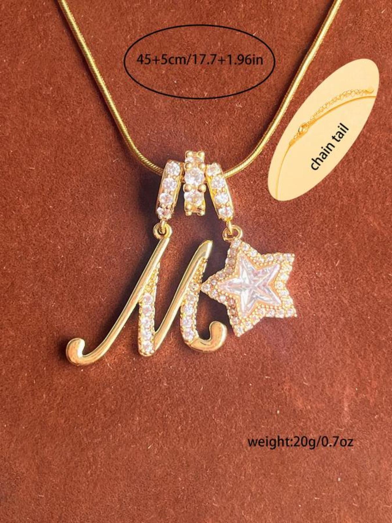 Elegant Sweet 26 Letter Zirconia Star Pendant Necklace, Necklace Initial, High End Necklace, Perfect Gift for Mom Or Girlfriend for Valentine's Day, Mother's Day & Birthdays, Personalized Jewelry Gift