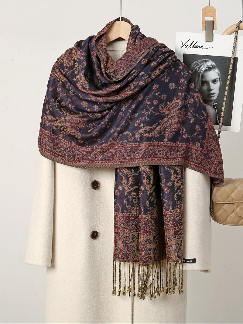 Women's Paisley Instant Hijab, Boho Style Long Scarf for Women, Fashionable Soft Comfortable Hijab for Daily Wear, Head Scarf