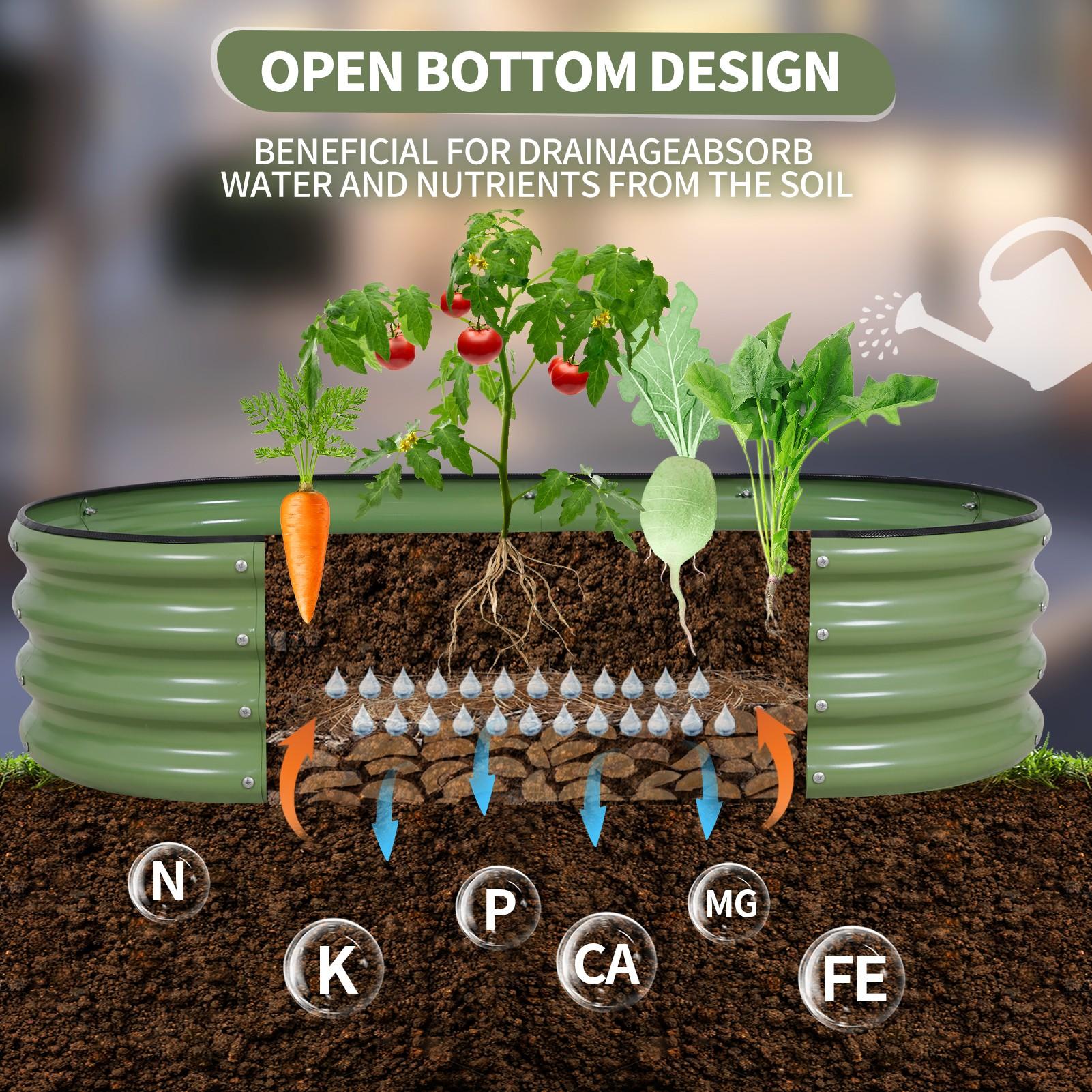 1pc Oval Metal Raised Garden Bed 4x2x1ft Steel Planter Box Kit for Vegetables Flowers Herbs Easy Tool Free Assembly Rust Resistant Deep Root Design