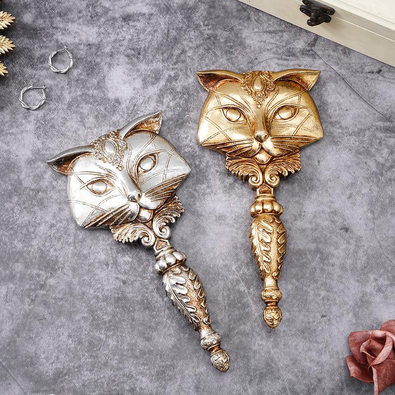 Resin Fox Shaped Mirror Decorative Ornament, Handheld Makeup Mirror, Desktop Decoration, Home Living Room Bedroom Decor, Holiday Party Gift, Travel Hand Mirror