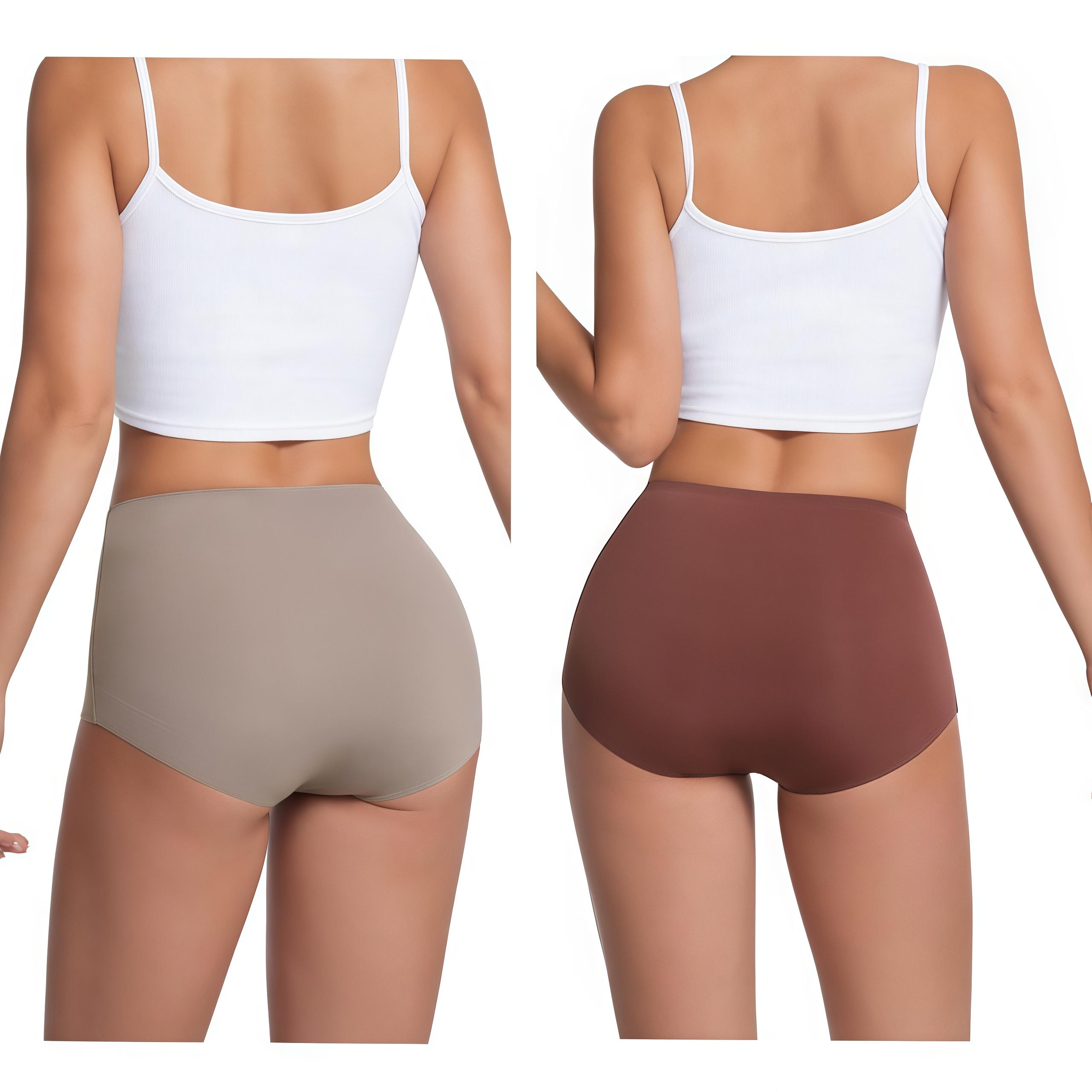 Women's High Waisted Basic Compression Briefs - Seamless 4pc/Multi-Function Normal Type Body Contouring Booty Shapewear, Tummy Control Invisible Hip-Lifting Underwear, 3/5 Pack (3 Pairs Option), S-XXL Plus Size, High Elastic Waist, Casual Wear, High Waist