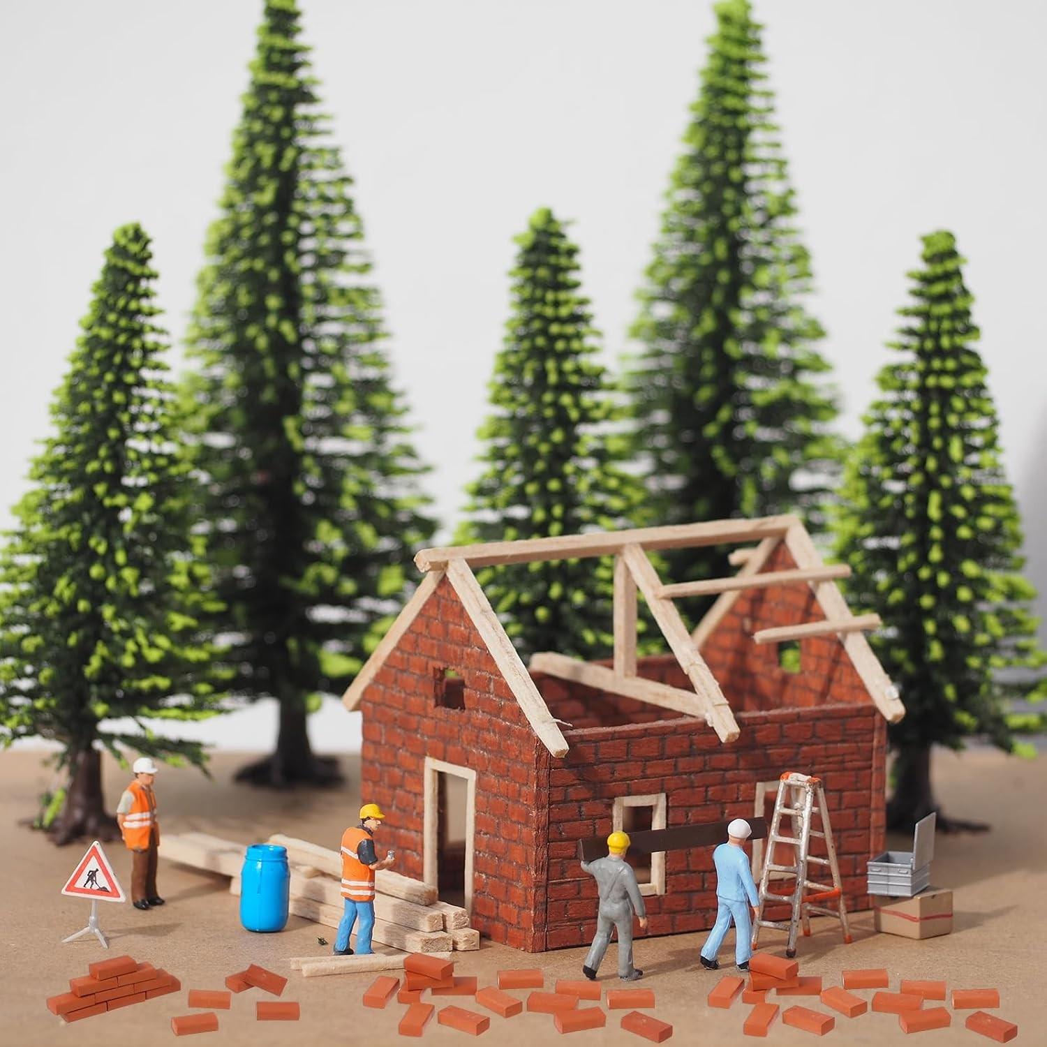 98PCS Mini Red Brick Model, Simulation Mini Bricks Can Be Reused For Miniature Scenes, DIY Handmade Building Materials For Architectural Scene Layout, Sand Table, And Mini House Landscape Decoration