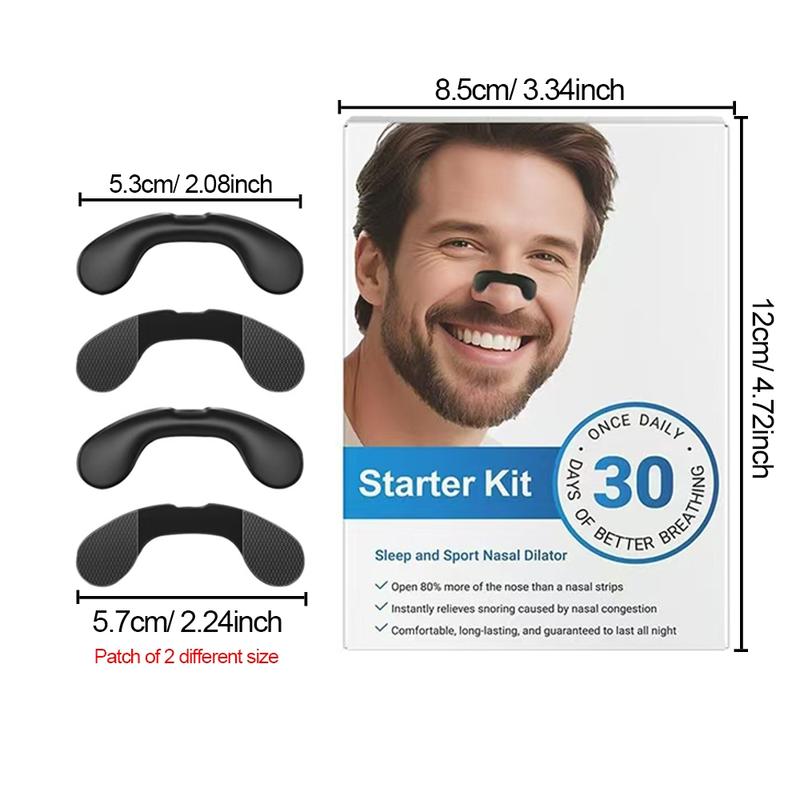 Upgraded Version Nasal Patches Set with 30 Days, High Adhesion Nasal Strips, Snoring Strips, Unisex Sleeping and Sport Nasal Dilator Kit