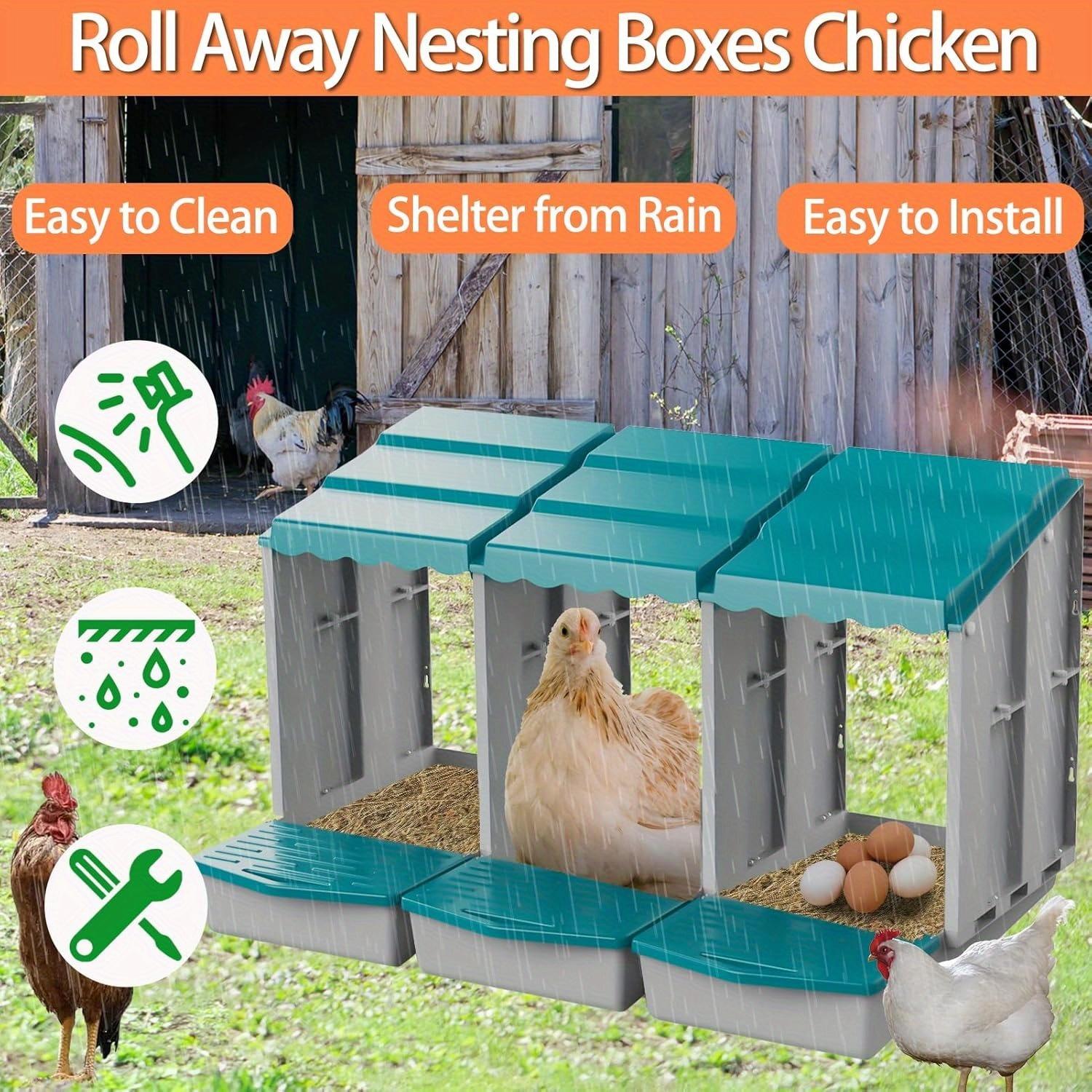 Nesting Boxes for Chicken Coop, Chicken Laying Boxes with Egg Collection & Perch for Easy Picking Protecting Eggs, Nesting Boxes for Laying Eggs with 3/4/5Compartments