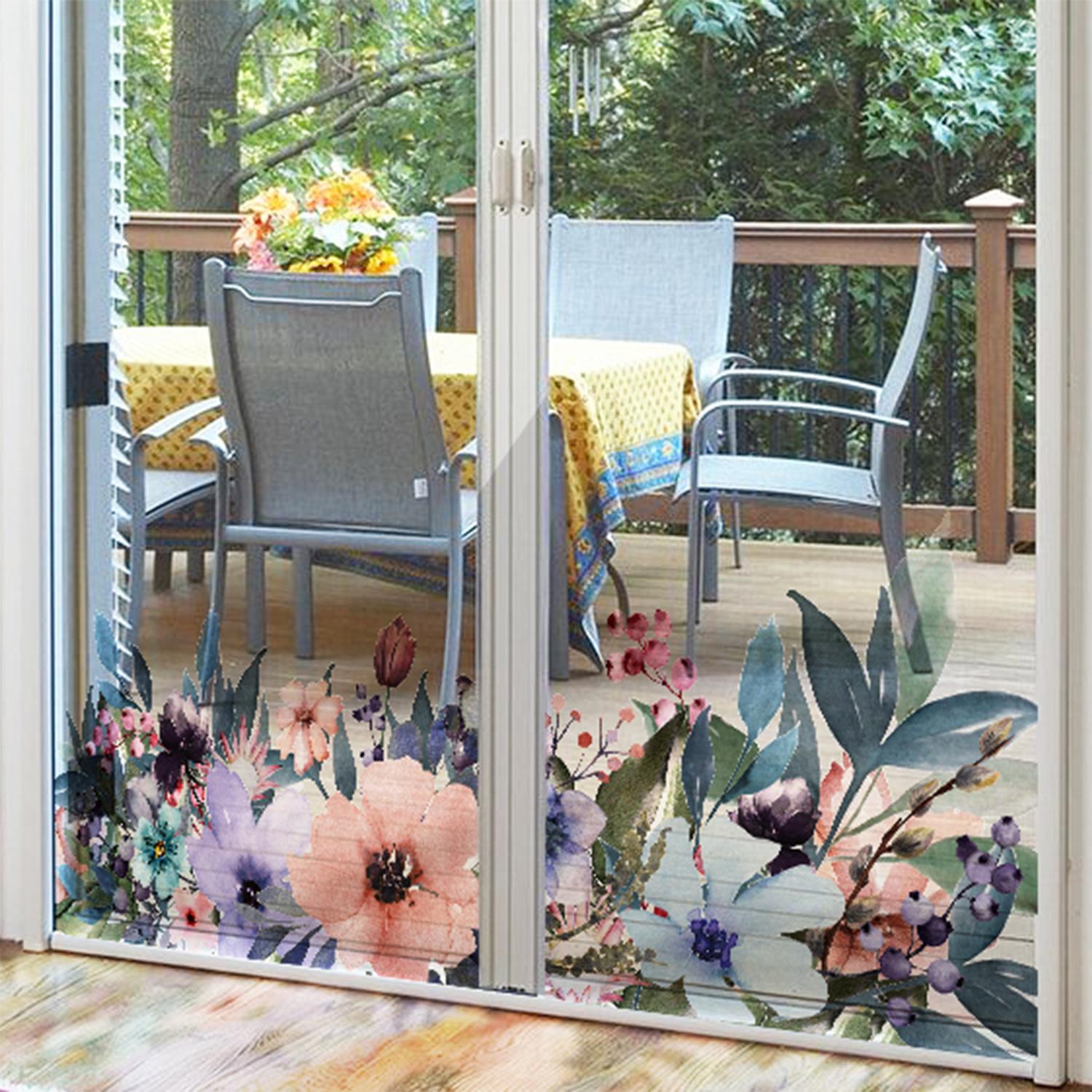 Floral Static Glass Sticker Roll, Removable French Style Glass Film, Room Renovation Decor, Balcony Decoration, No Glue Required