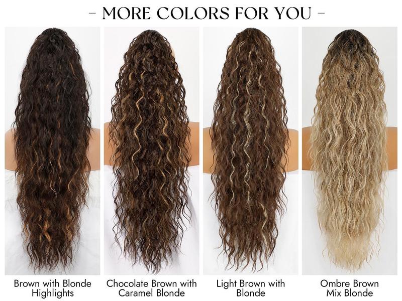 KooKaStyle 30 inch scrunchy clip ponytail hair extensions extension, synthetic hair fluffy natural soft go out party wear