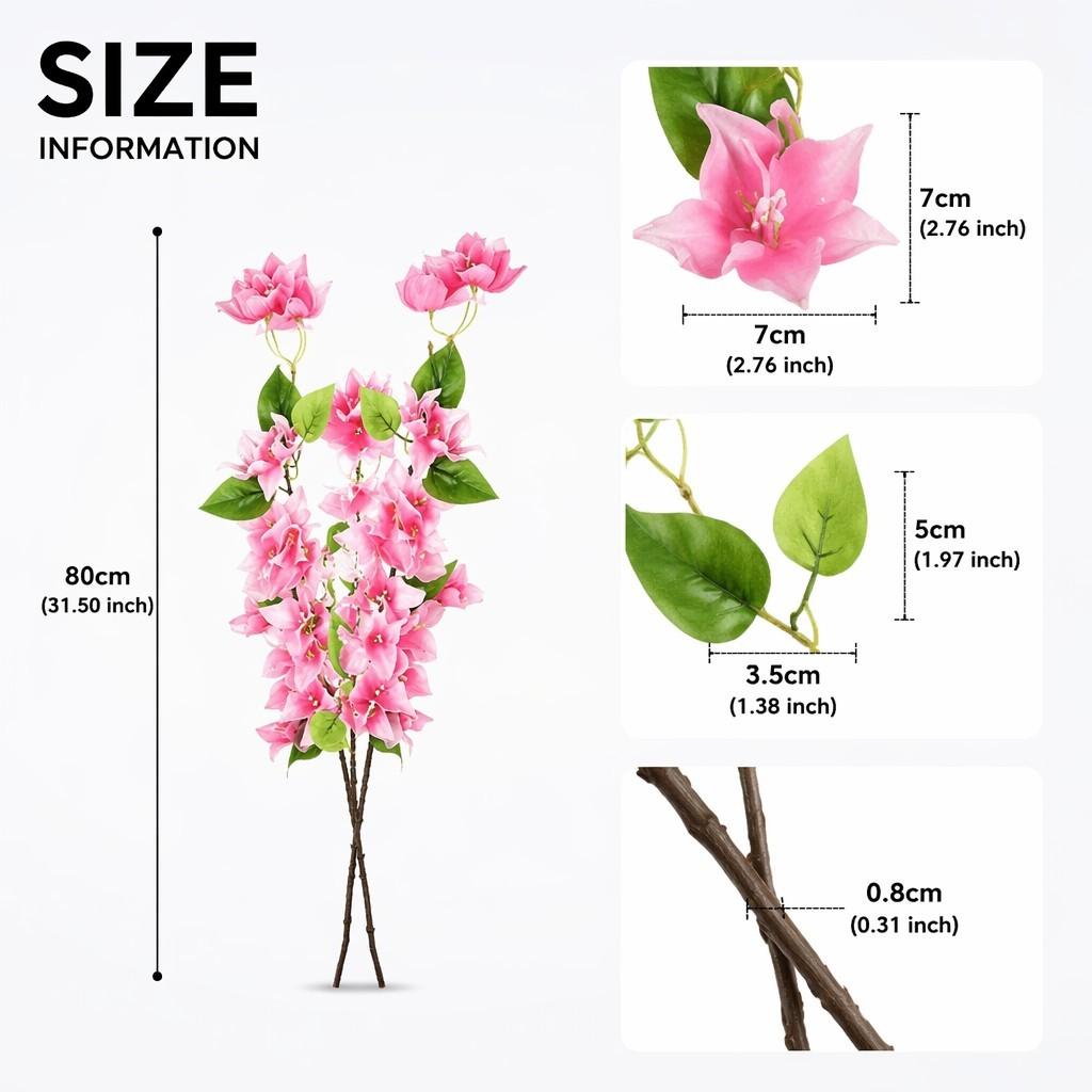 3 Piece Artificial Plum Blossom, 31.5 Inch Silk Plum Blossom, DIY Garden Home Wedding Party Decor, Indoor Outdoor Decoration