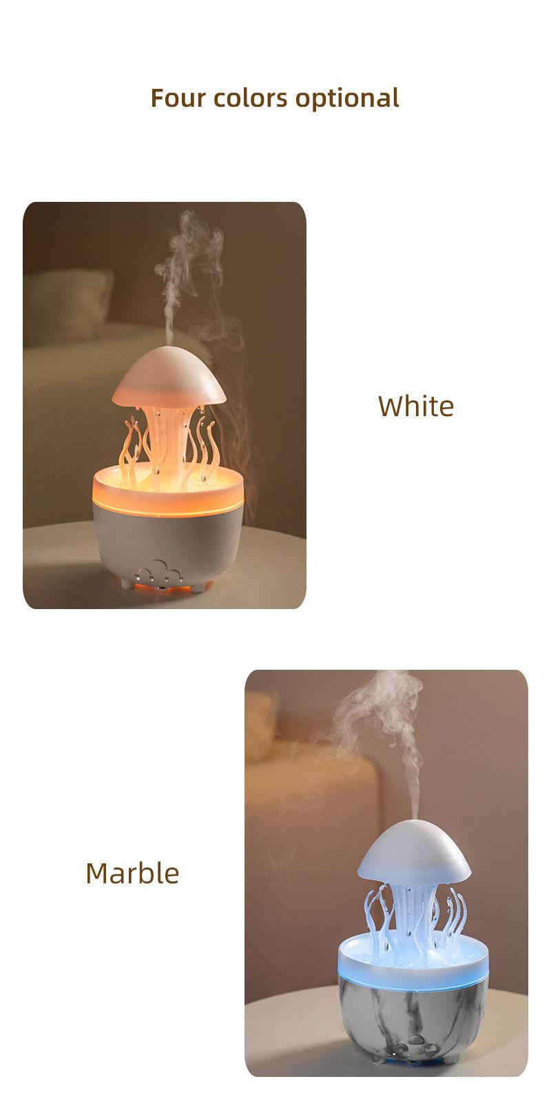 Rotating raindrop aromatherapy machine household colorful night light desktop mushroom water grass air humidifier with remote control diffuser