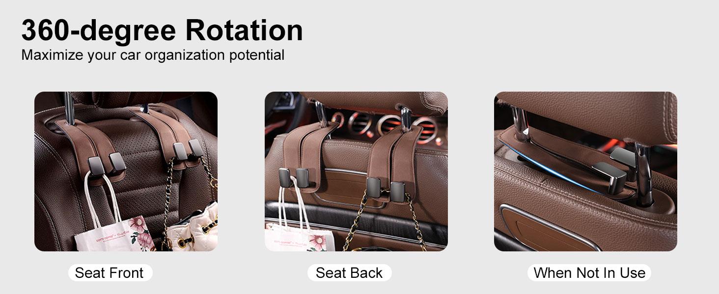 Car Seat Back Storage Hook, 2 Count PU Leather Car Seat Back Hidden Hook, Multipurpose Durable Hooks, Car Interior Accessories, Holder, Car Organizer, Automotive