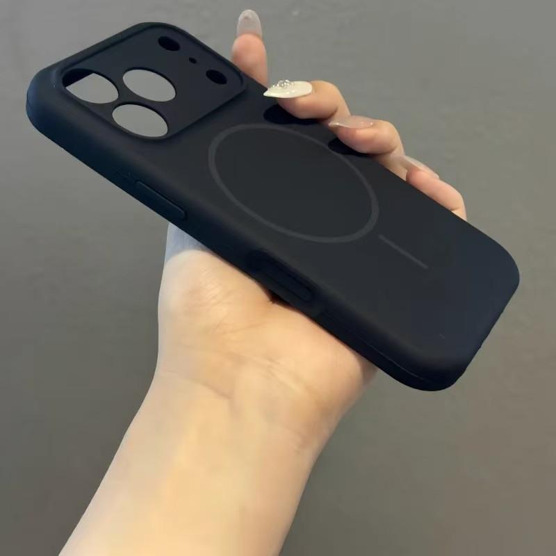 Luxury Magnetic Soft Silicone Phone Case for iPhone 16/15/14/13/12 Pro Max Plus, Wireless Charging Compatible, Drop Protection