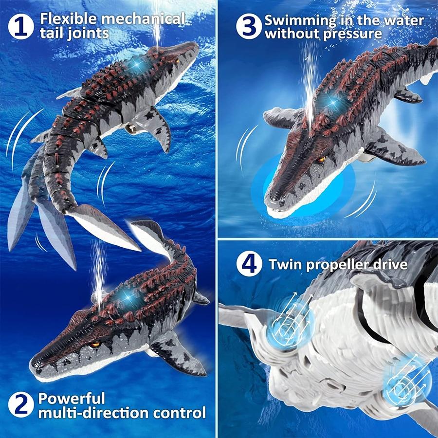 Remote Control Mosasaurus Toy Animals, Rechargeable Pool Simulation, Light & Water Spray Function, Electric Sea Monster, Birthday Gift Remote Control Mosasaurus Toy Animals, Rechargeable Pool Simulation, Light & Water Spray Function, Electric Sea Monster, Birthday Gift