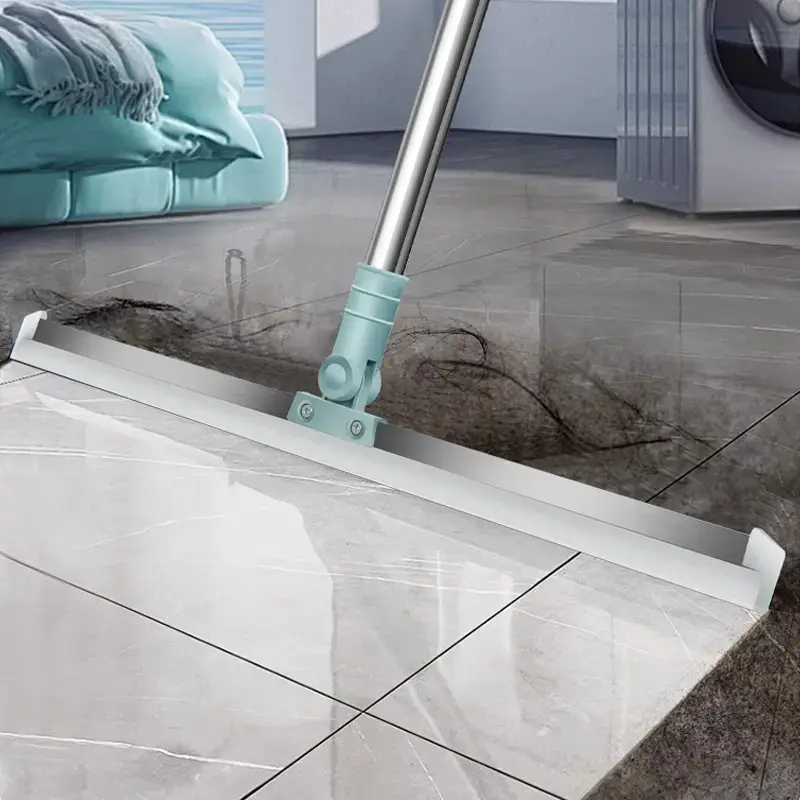 ✨ Silicone Broom & Floor Squeegee ｜ 50cm Rubber Edge Sweeper with 68-100cm Extendable Handle for Dog Hair, Water & Tiles