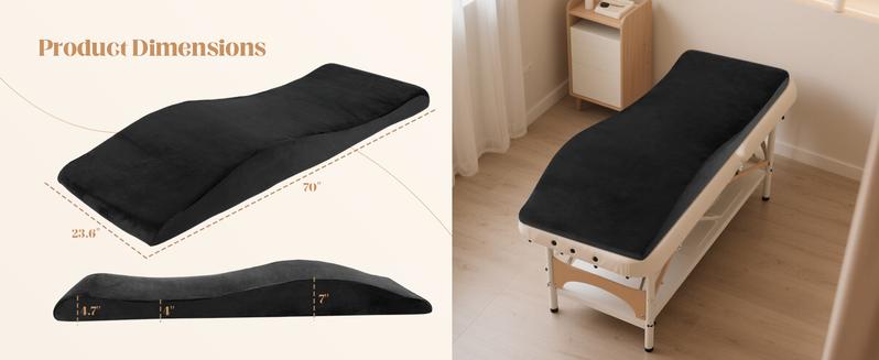 Lash Bed Topper, Ergonomic Lash Bed Foam Topper, High Density Foam Massage Table Pad, Curvy Esthetician Mattress, Washable Massage Table Padding Cushion for Beauty Salon, Grey